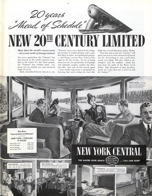 20th Century Limited New York Central United States Travel Advertisement Poster 