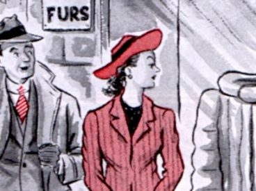 Woman and man look at a store window