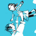 A father playing with his daughter.