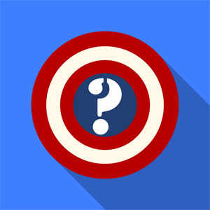 The Captain America shield with a question mark in the center, instead of a star