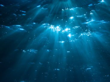 Light shining under the water