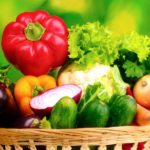 Delicous veggies in a basket. You should eat more veggies!
