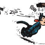Krazy Kat getting hit in the head by a brick