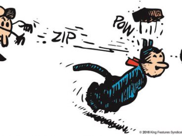 Krazy Kat getting hit in the head by a brick