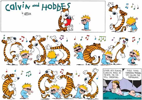Calvin and Hobbes dancing to classical music