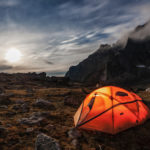 Camping tent in the moonlight