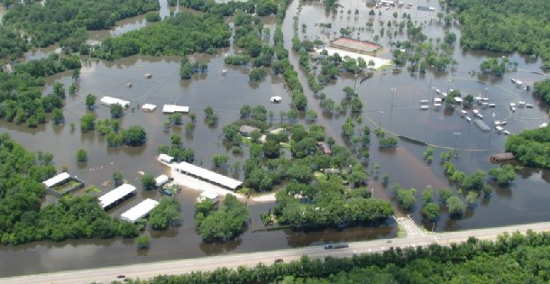 Houston suburb submerged in flood waters