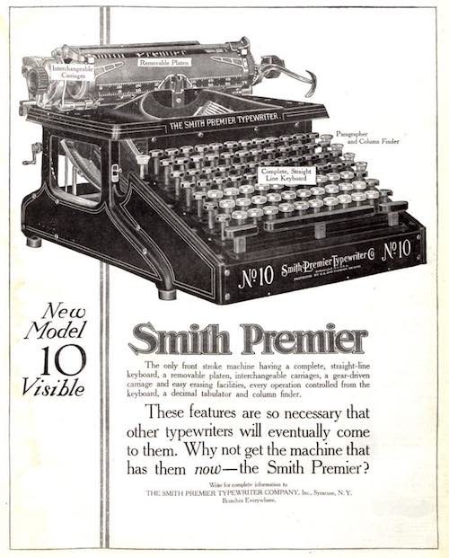 Smith Typewriter Ad from the 1890s