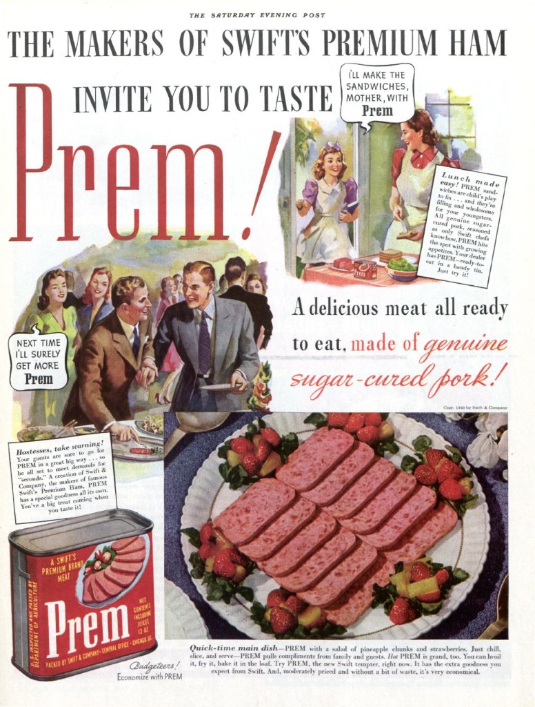 Wall art. Spam Vintage Tinned Meat magazine  advertising poster
