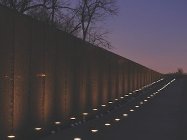Vietnam Veterans Memorial lit at night