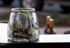 A filled tip jar