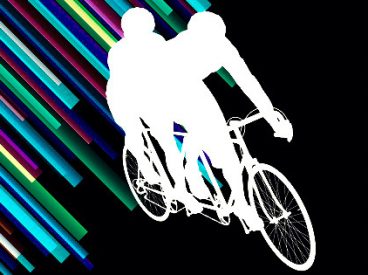 illustrated cover image of tandem cyclists