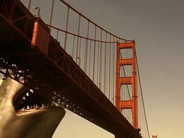 Shark eating the Golden Gate Bridge