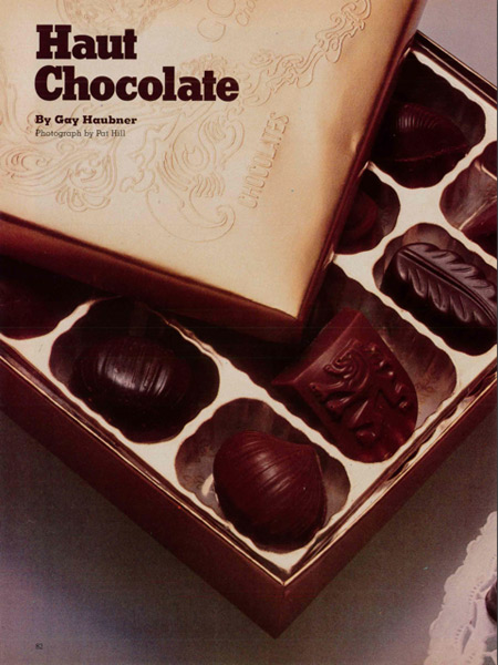A page from a magazine with a box of chocolates