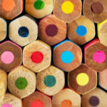 Stacks of colored pencils