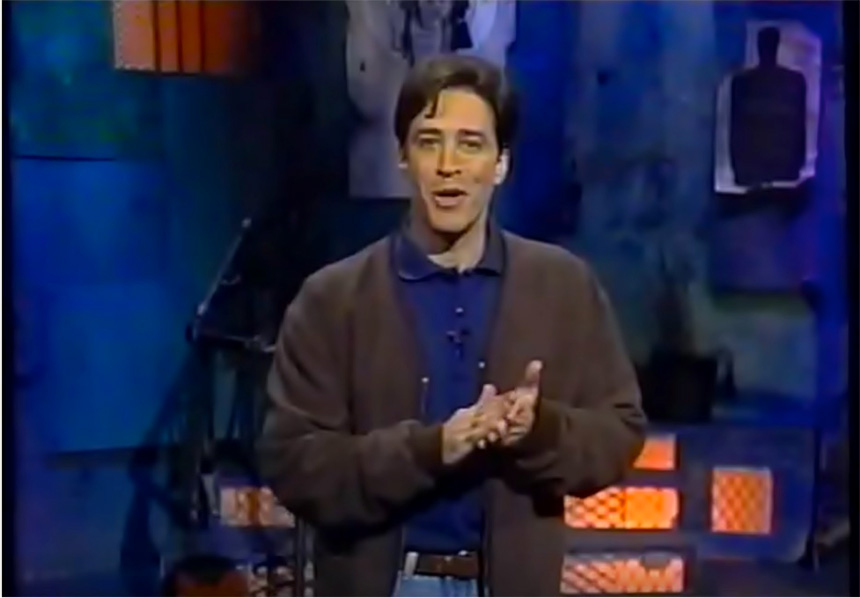 A young Jon Stewart on the set of his MTV show