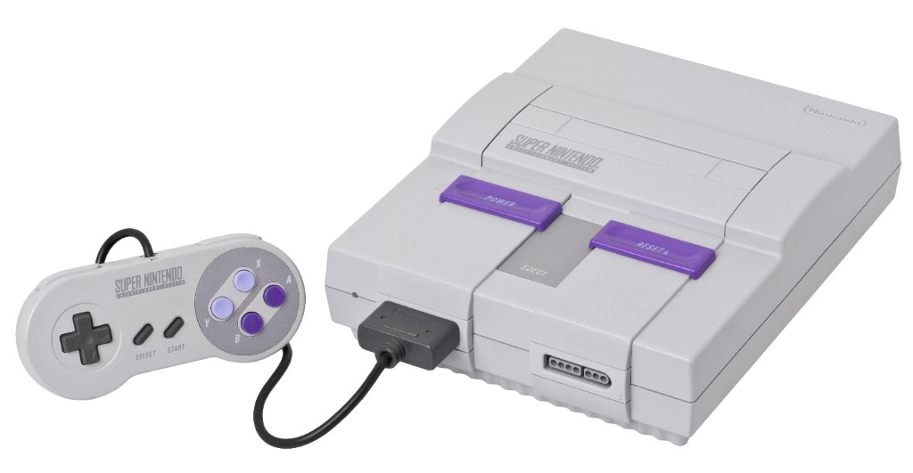 A Super Nintendo console with controller.