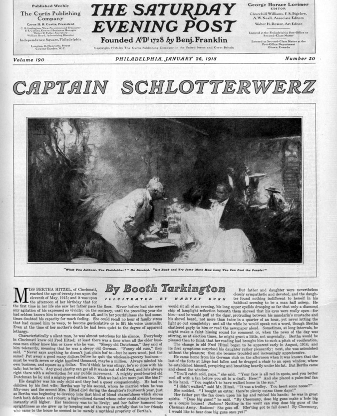 First page of the story "Captain Schlotterwerz", as it appeared in the post.