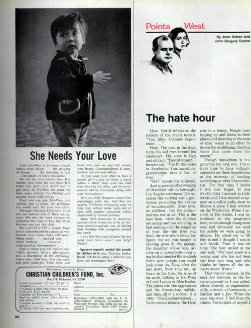 Clipping of the article "The Hate Hour"