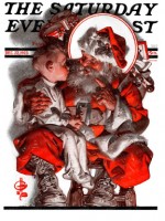 Boy in Dr. Dentons sitting on Santa's lap