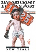 Baby New Year with license plate and wrench