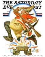 British soldier with rifle runs as "1776" explodes