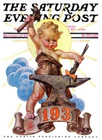 Baby New Year at anvil forging "1"