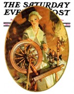 Pilgrim woman with a spinning wheel (Marion Davies)