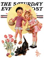 Children and Scotty dog hunting Easter eggs