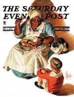 Cook peeling apples tells story, boy and cat listen