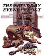 Man on knees stoking coal furnace