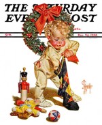 Baby frantically emptying Christmas stocking