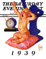 Baby New Year 1939 waking up to alarm clock