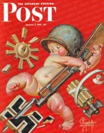 Baby New Year in army gear destroying swastika