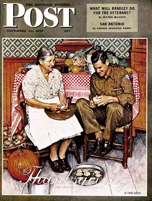 “A Thankful Mother” by Norman Rockwell From November 24, 1945