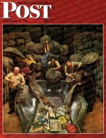 Interior of post office at Christmas time