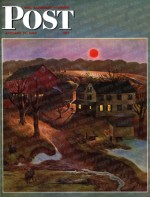 Landscape of farm at sundown