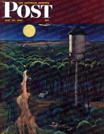 Aerial view of country road by full moon light