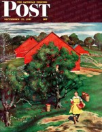 Woman returning from apple orchard