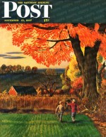 Boys with skunk in cornfield