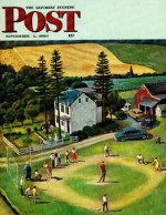 Family baseball game on farm