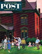 Family playing croquet after Sunday dinner