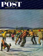 Ice skating on a pond
