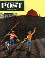 Farm boys with huge catfish run home across field