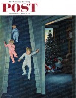 Children sneaking downstairs on Christmas morn