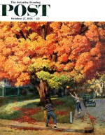 Boys tossing football on Fall afternoon