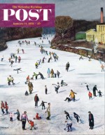 Large crowd ice skating on the Fox River