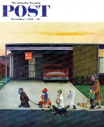 Children and mother in costumes trick or treating