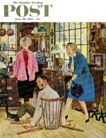 Man in antique shop breaks chair by sitting in it