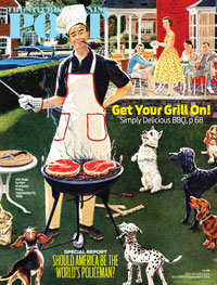 July/August 2014 cover. Reprint "Hot Dogs" by Ben Kimberly Prins. September 13, 1958. © SEPS